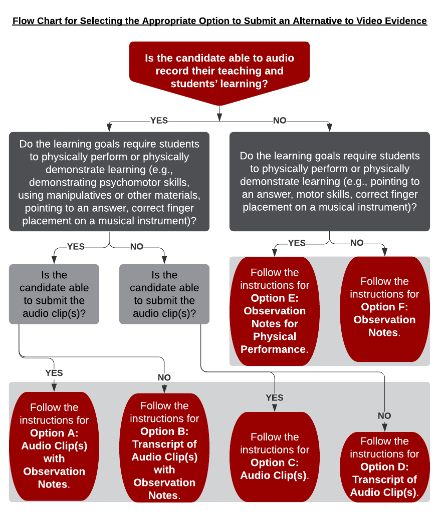 chart outlining alternative evidence options